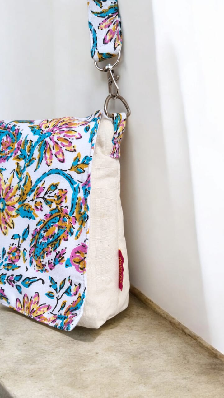 Blue Blossom - Floral Sling Bag