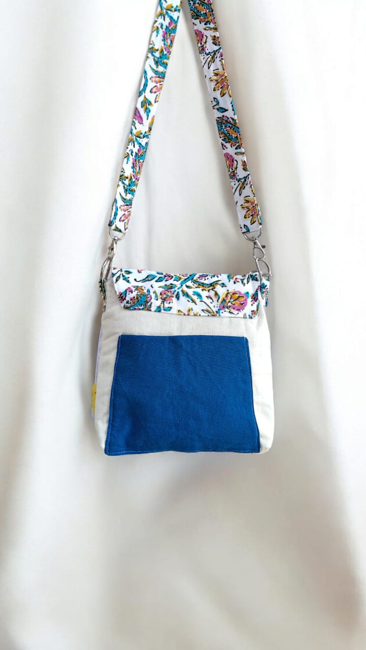 Blue Blossom - Floral Sling Bag