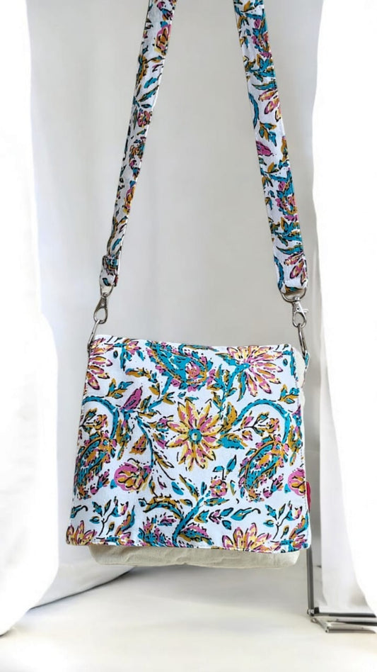 Blue Blossom - Floral Sling Bag